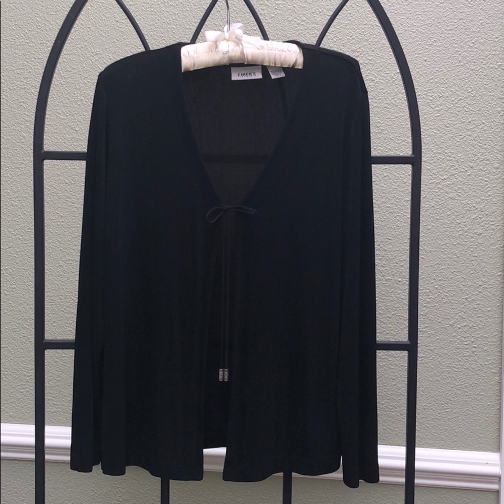 Chico’s Travelers Black Cardigan with Tie